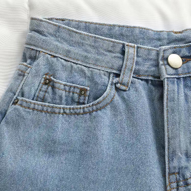 Celana jeans pendek wanita korea style biru muda hotpants denim sobek cewek highwaist jens cewek ripped pinggang tinggi kekinian short xl xxl Robek