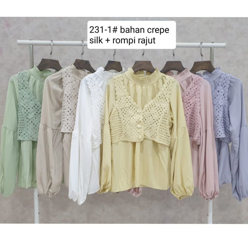 ATASAN WANITA IMPORT/BLUSE PREMIUM/ATASAN BANGKOK ROMPI RAJUT