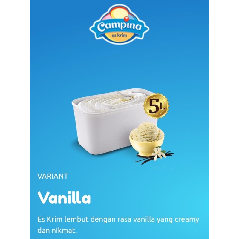 

Ice Cream Campina 5 Liter Vanilla - Es Krim Vanila Campina.