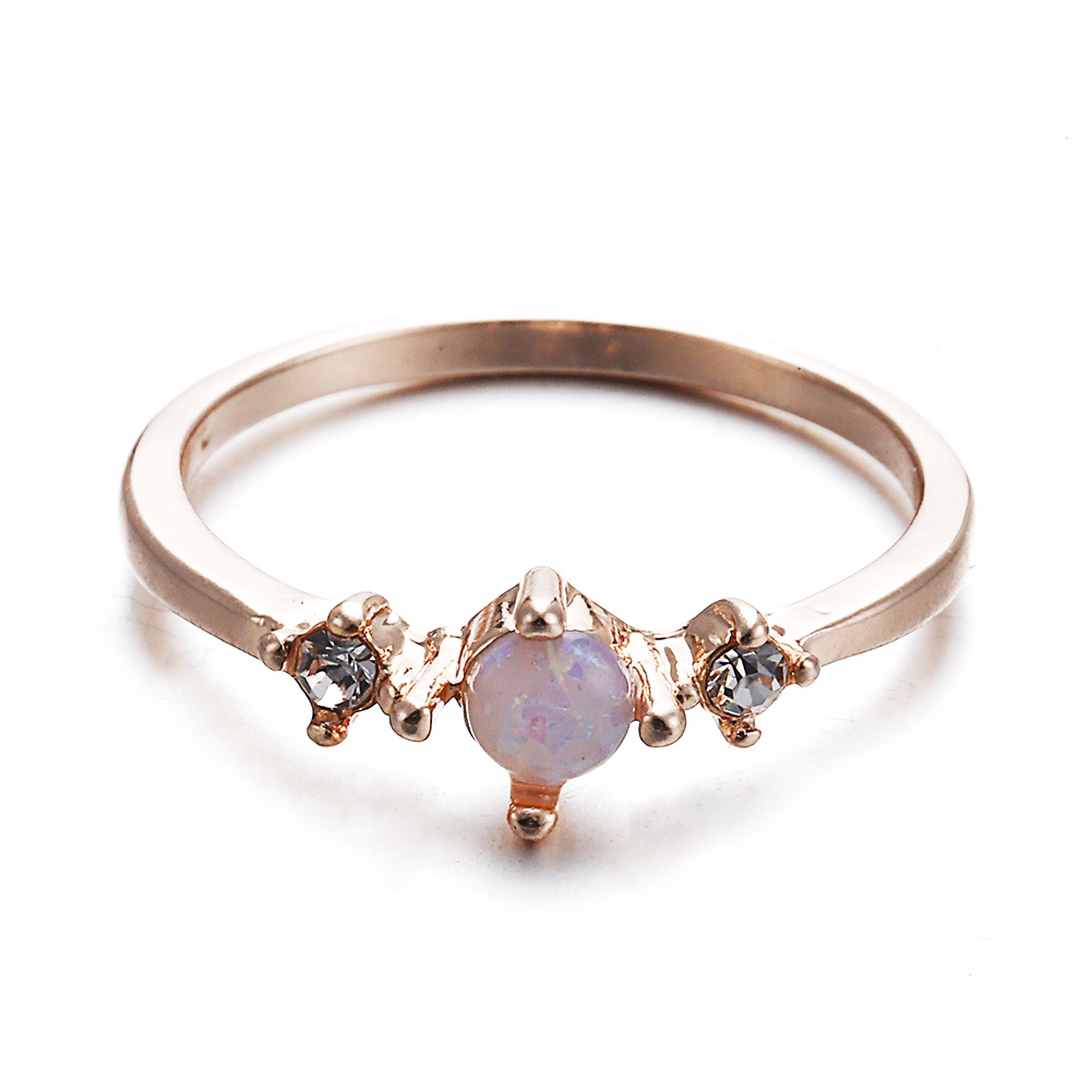 Hu Hu Hu Hu Hu Alat Bantu Pasang Kacamata♡ Cincin Wanita Hias Batu Opal Imitasi Gaya Elegan Untuk Pernikahanpertunangan