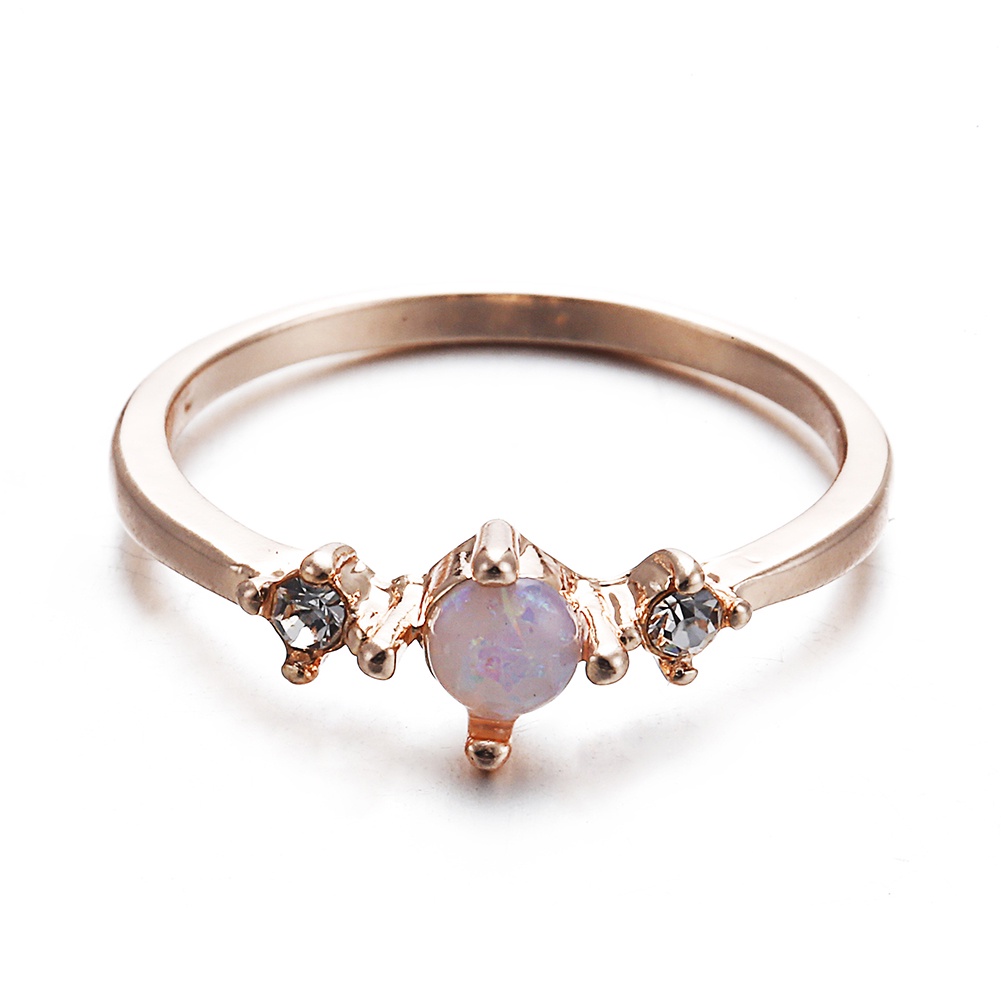 Hu Hu Hu Hu Hu Alat Bantu Pasang Kacamata♡ Cincin Wanita Hias Batu Opal Imitasi Gaya Elegan Untuk Pernikahanpertunangan