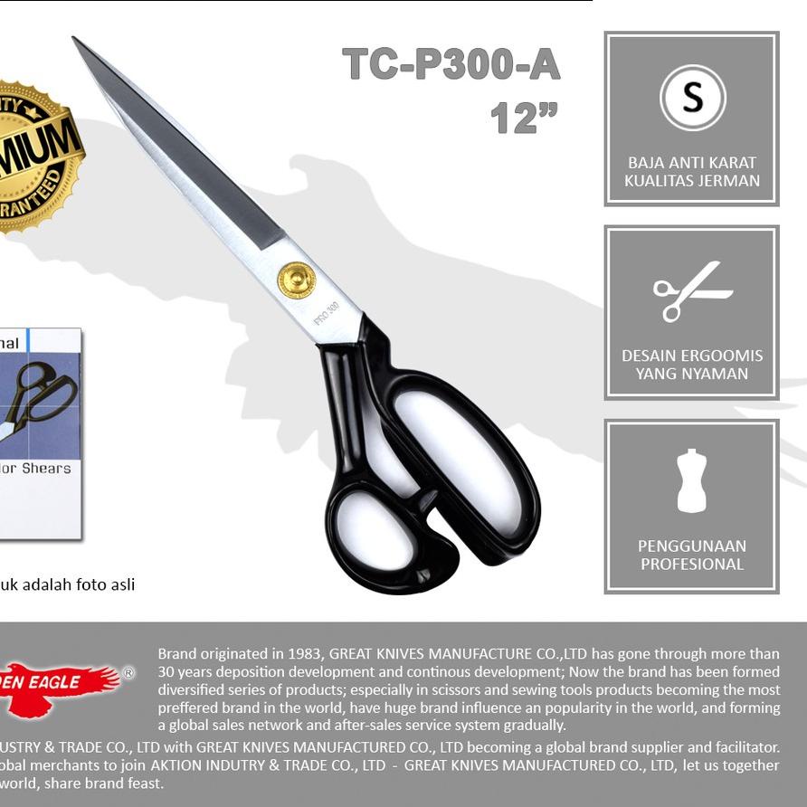 

Gunting Potong Bahan Kain Professional Golden Eagle 12 inch TC-P300-A - Professional Tailor Scissors