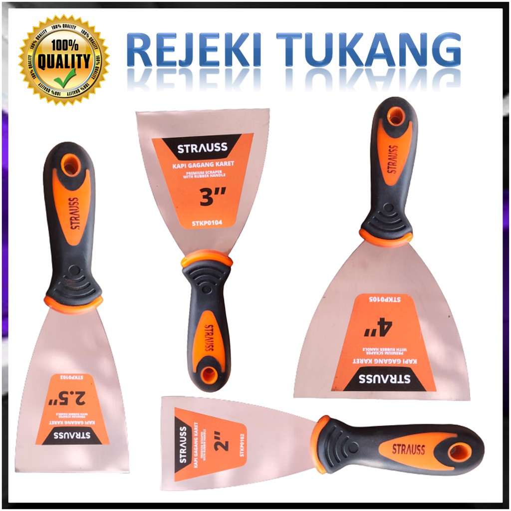 Kapi Stainless / Stenlis / Sekrap dempul Gagang Karet STRAUSS / majesty SIZE 2" , 2,5" , 3" & 4"