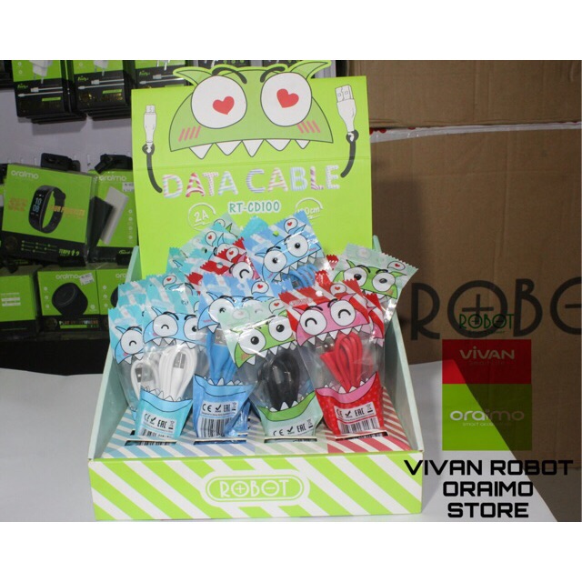 PER DUS / BOX (40pcs) ROBOT RT-CD100 / RT CD100 CB100 RT CD 100 CABLE DATA FO ANDROID COLORFUL 100CM