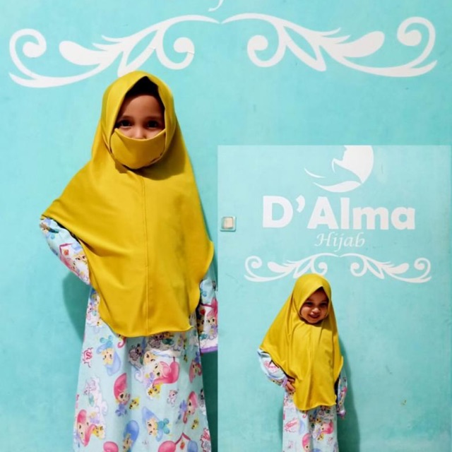 Jilbab niqob anak list kombinasi cantik/hijab niqob anak lucu