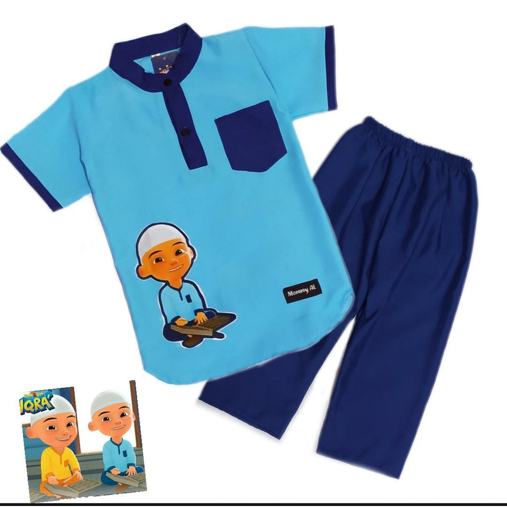 STELAN BAJU KOKO ANAK GAMBAR DTF 1-5 TAHUN UPIN IPIN SERIES TERBARU