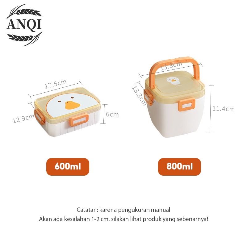 ANQI 1888 Kotak Bekal Makan Siang Bahan Jerami Rectangular Lunch Box Kotak Makan Tempat Bekal Makanan