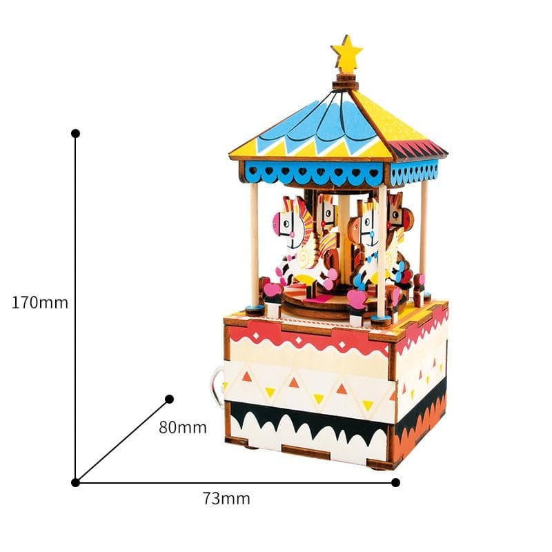 ROLIFE Robotime DIY Wooden Music Box AM304 Merry-Go-Round Toy And Hobby Collection