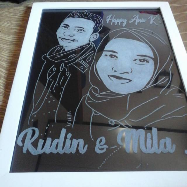 [KADO UNIK] Lukisan Grafir Kaca 12R <<Handmade>>