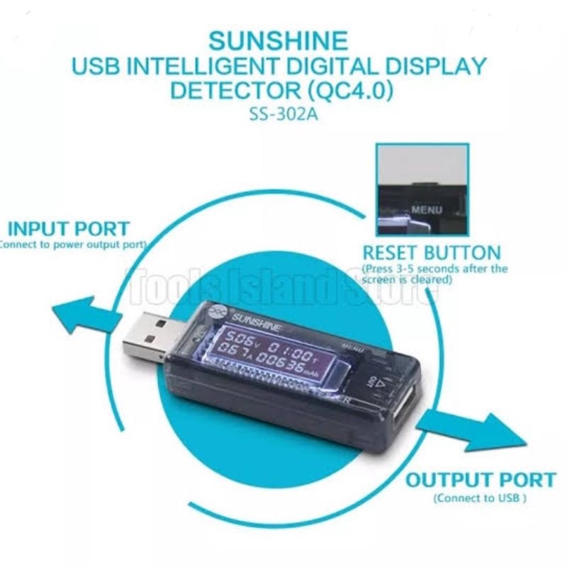 usb voltage amper meter detektor sunshine ss 302a new