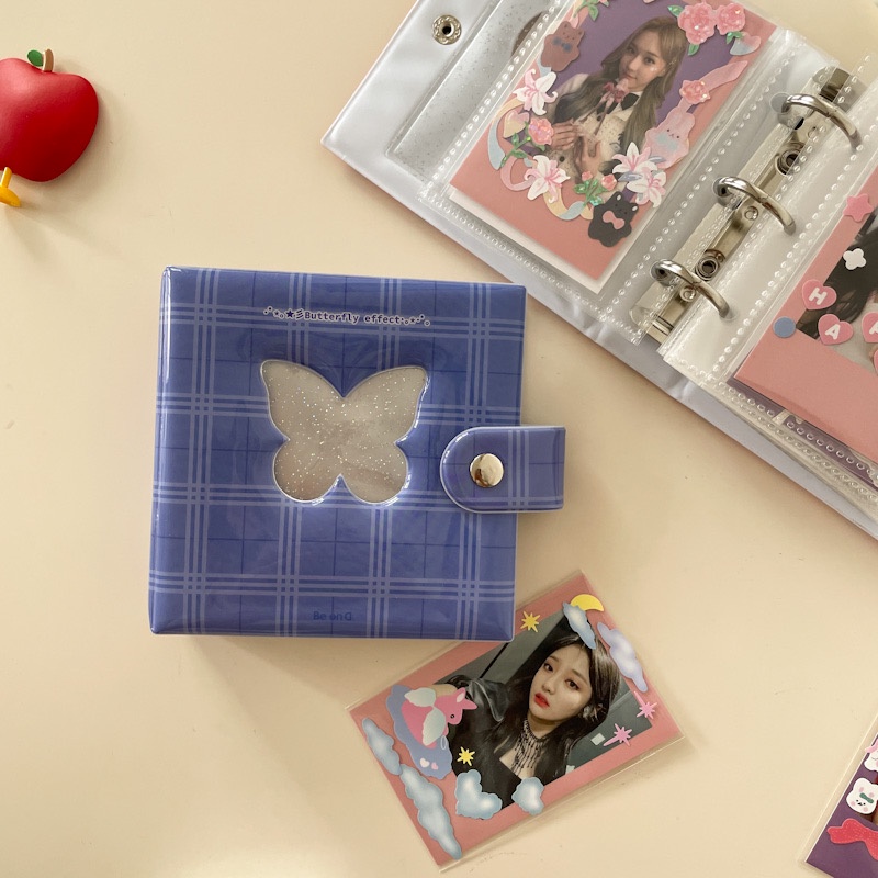 Ins style love pink blue lattice Polaroid photo album insert binder 3-inch photo album small card storage book