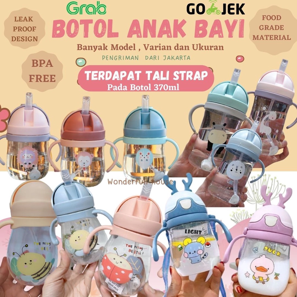 Botol Minum Bayi Gelas Anak Balita Karakter Anak Training Cup Anti Tumpah BPA Free 250ml 300ml 330ml 350ml 370ml