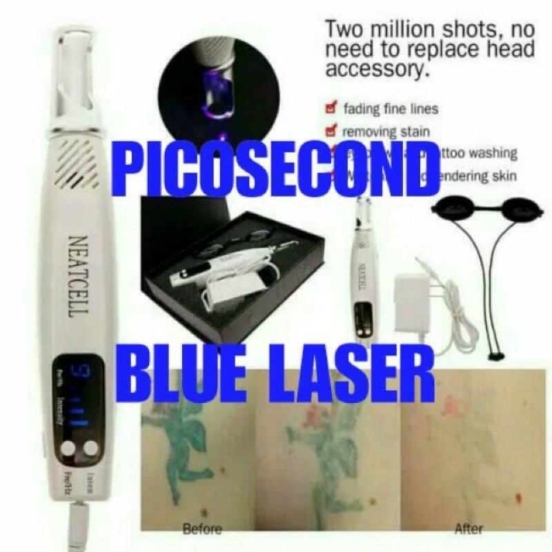 Neatcell picosecond blue light laser penghilang Tato,tai lalat,flek hitam,tanda lahir,jerawat,kutil
