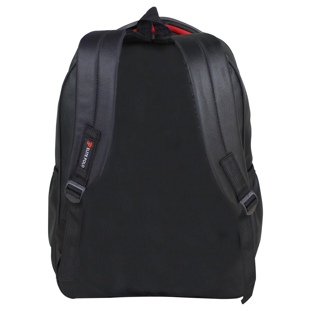 Tas Ransel Punggung Pria Elite Polo Resleting Depan Hitam Bagus Awet