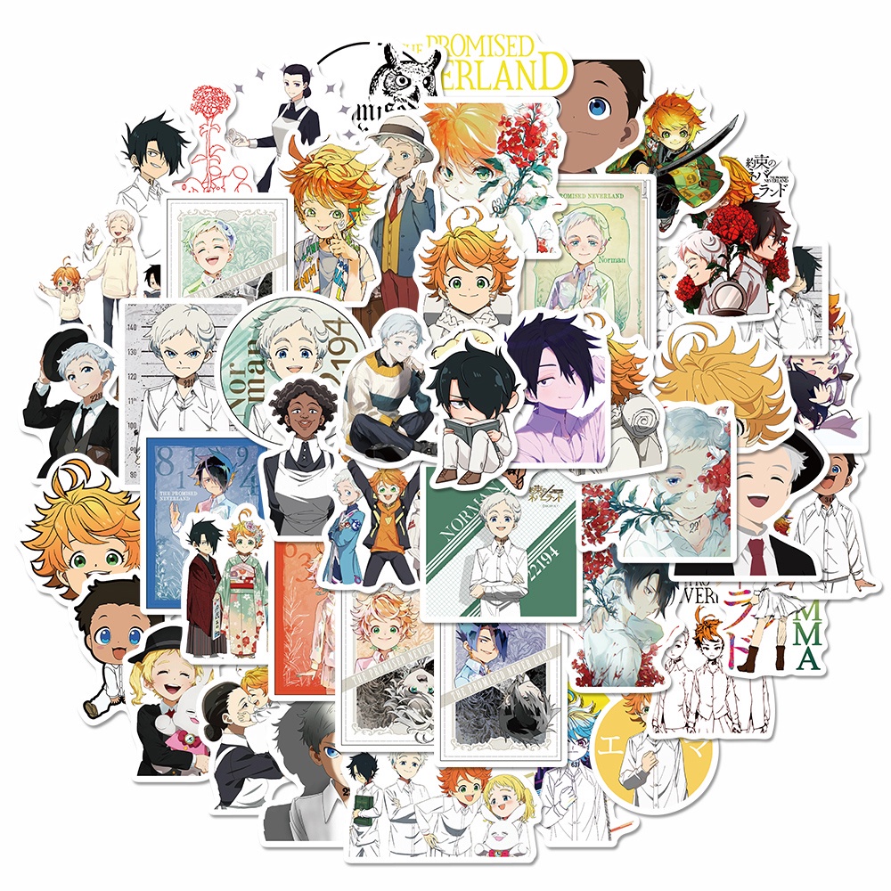 50 Lembar Stiker Desain Kartun Anime The Promised Neverland Anti Air Untuk Laptop
