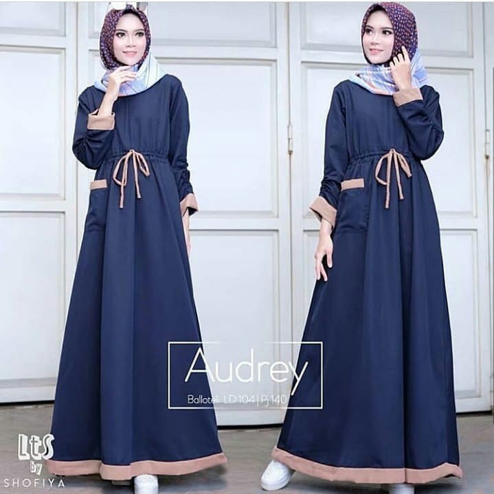 Baju Gamis Audrey Maxi Dress Maxi Setelan Muslim Wanita Hijab Terbaru Termurah Baju Hamil Shopee Indonesia