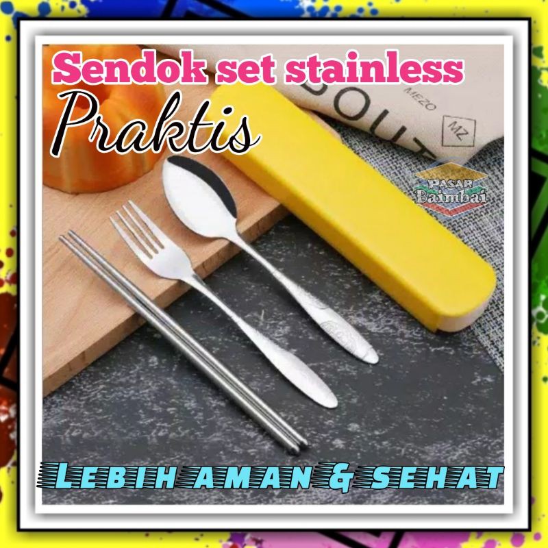 SENDOK SET STAINLESS STEEL ANTI KARAT ALAT MAKAN SET SENDOK GARPU SUMPIT SENDOK TRAVEL BANJARMASIN