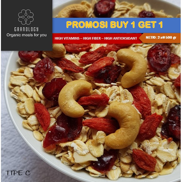 

PROMOSI!! Granola 500 gram Buy 1 Get 1 tipe C by Granology