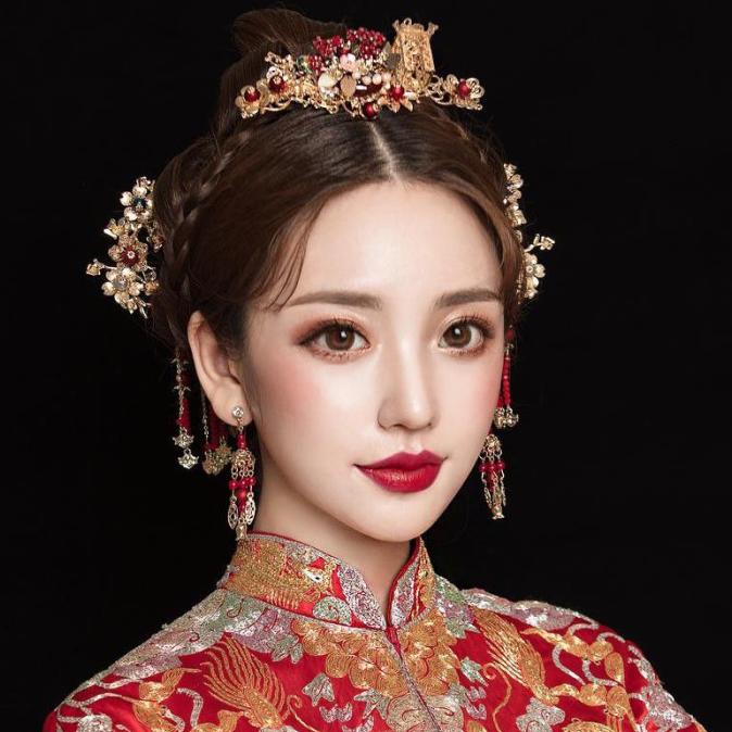 Set Hairpiece Headpiece Sangjit Jepit Rambut Tusuk Konde Cina Sirkam