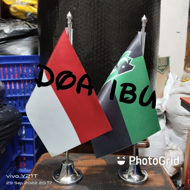 

best seller tiang stenlis meja+bendera HMI+INDONESIA