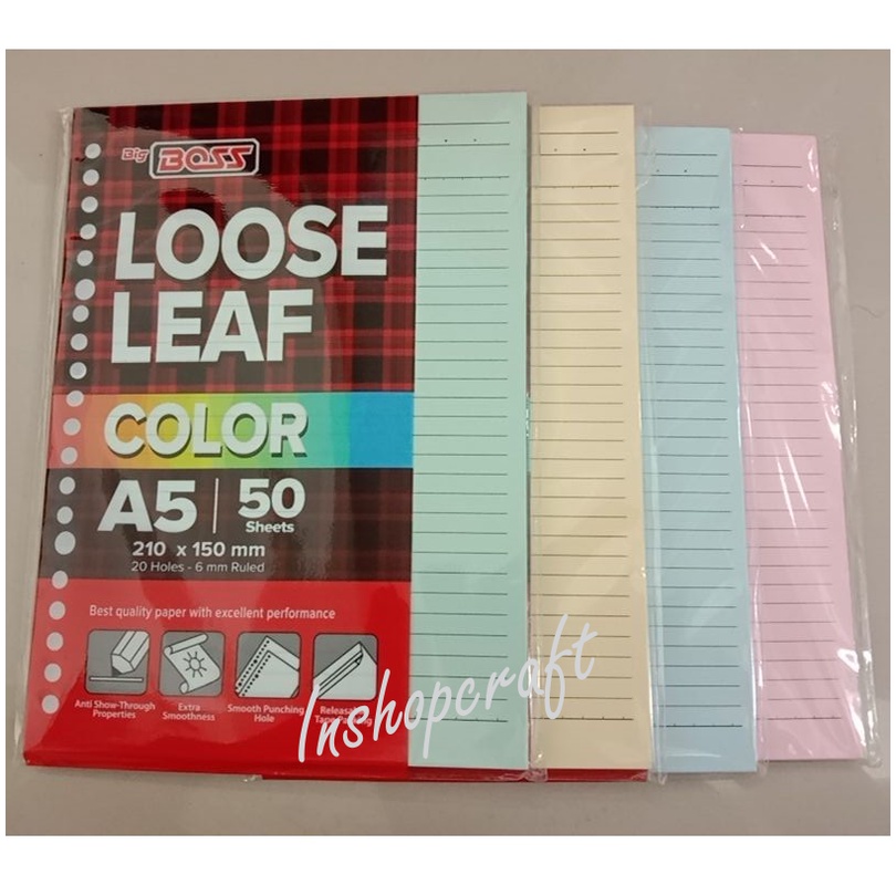

Loose Leaf Warna A5 50 Big Boss Murah [INSHOP]