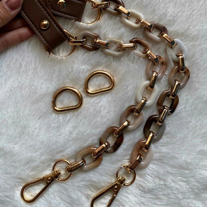 NEW Strap tali tas + rantai plastik - coklat tua, panjang 100cm