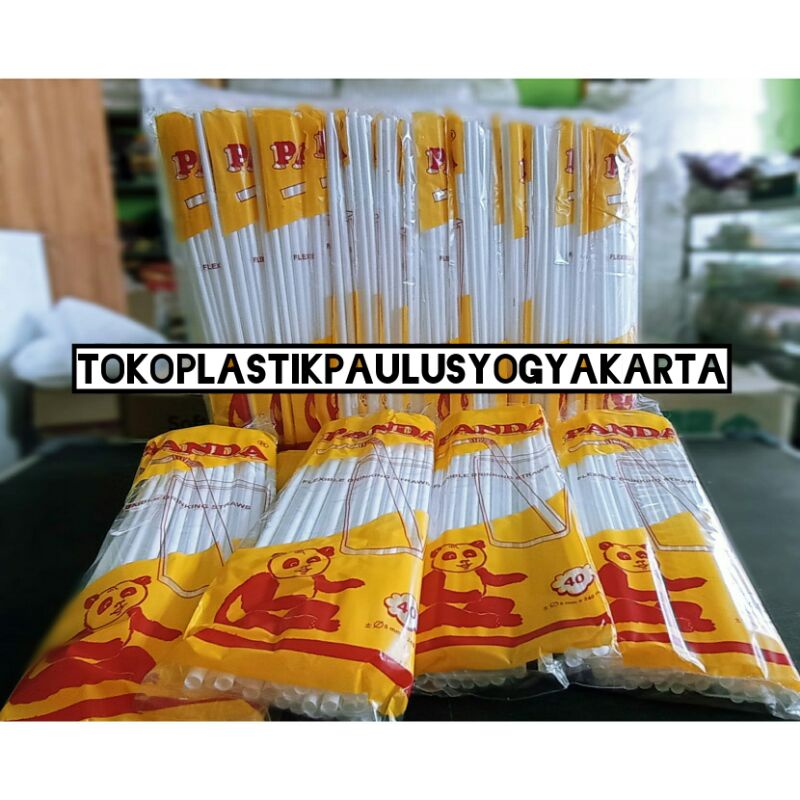 sedotan plastik / sedotan bengkok / sedotan putih isi 40