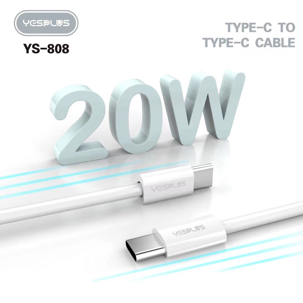 MIINII Kabel Data YS-808/YS-807 USB TYPE-C TO TYPE-C PD 20W Original PD Fast Charging