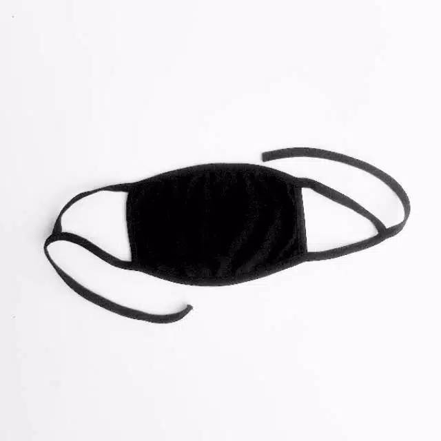 Masker Kain tali Hijab Mulut Hidung Hitam Polos - masker Motor Hijab