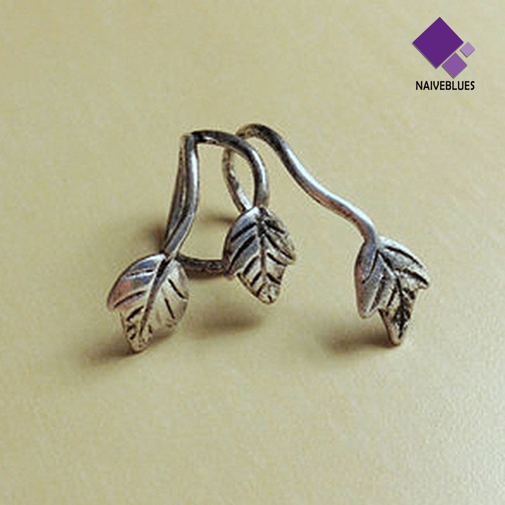 1pc Anting Ear Cuff Desain Daun Gaya Vintage Untuk Wanita