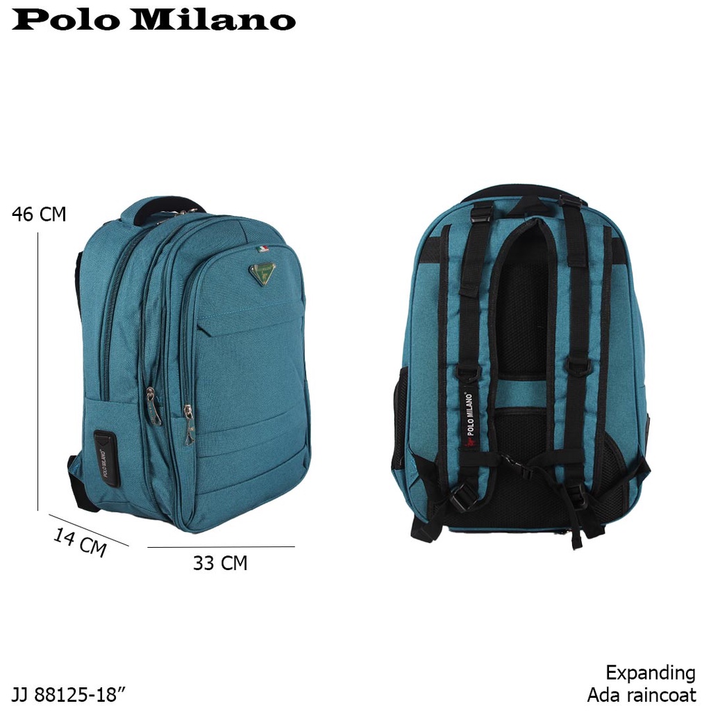 [KLIKTAS] Tas Ransel Laptop Import Polo Milano JJ 88125-18 / Backpack kantor kerja kuliah