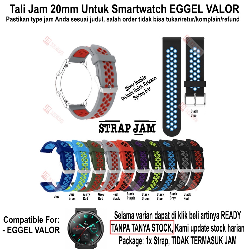 NSB Tali Jam Eggel Valor - Strap 20mm Silikon Rubber Sporty Breathable