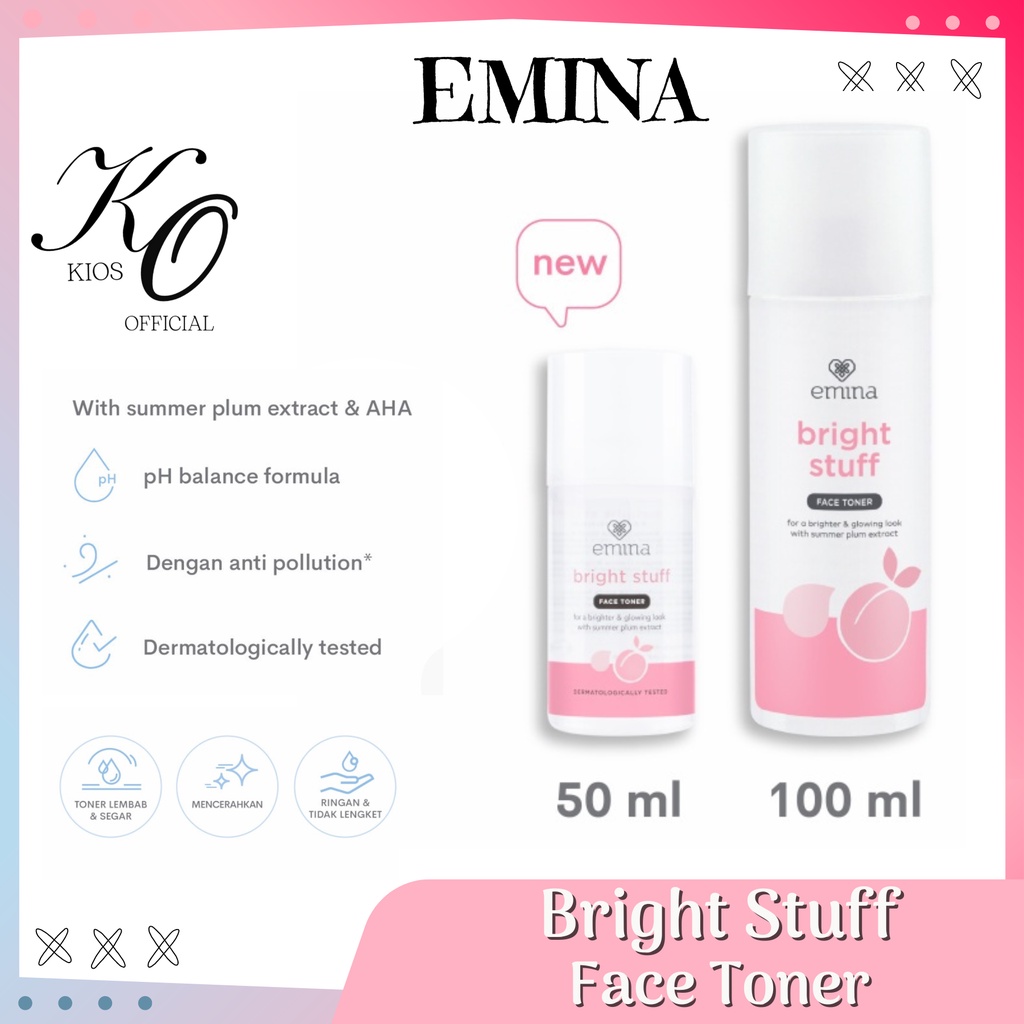 Emina Bright Stuff Series | Face Wash | Face Toner | Moisturizing Cream | Face Serum | Face Scrub | Micellar Water | Sheet Mask | Loose Powder