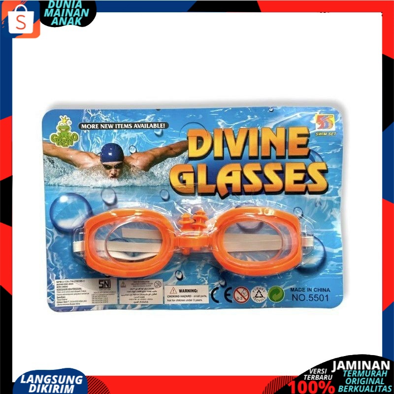 KACAMATA RENANG BERENANG ANAK COWOK CEWEK ALL SIZE OLAHRAGA OUTDOOR DIVINE GLASS MURAH