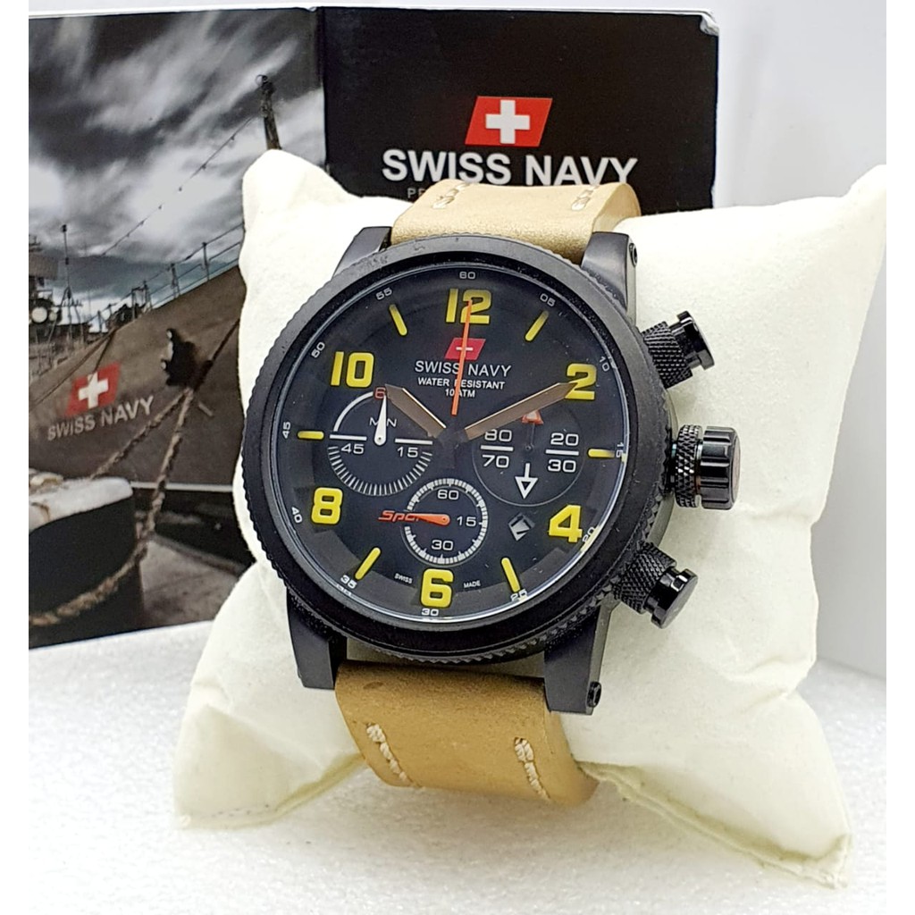 Swiss Navy 8952 Jam Tangan Kasual Pria Kekinian - Original - Tahan Air - Tali Kulit -