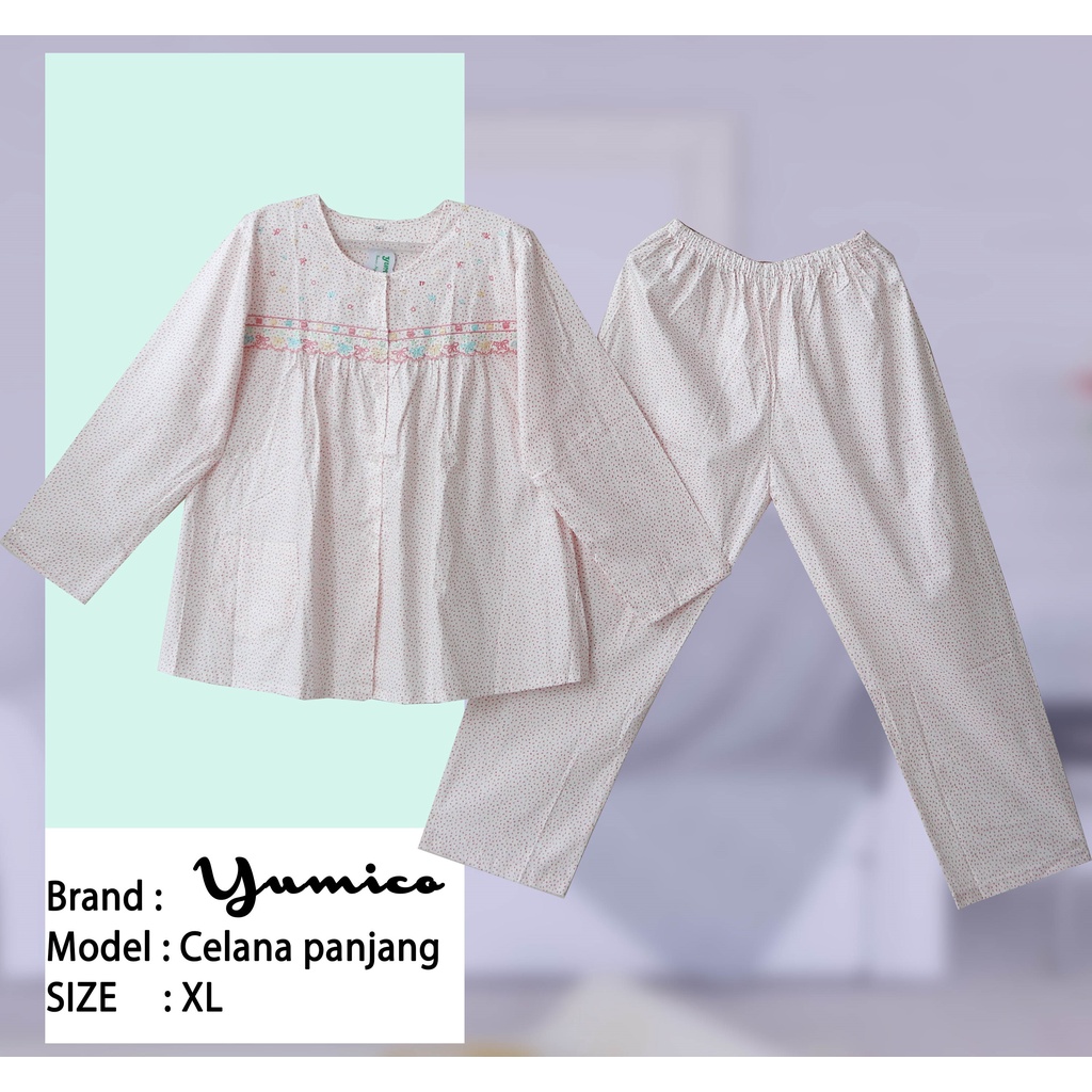 BAJU TIDUR PIYAMA LENGAN PANJANG XL KATUN PREMIUM YUMICO