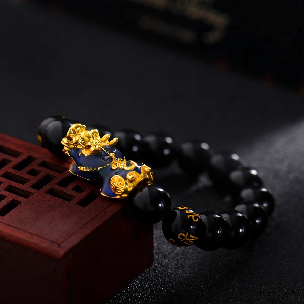 14mm Hand Carved Mantra Bead Bracelet with Color Change Pi Xiu