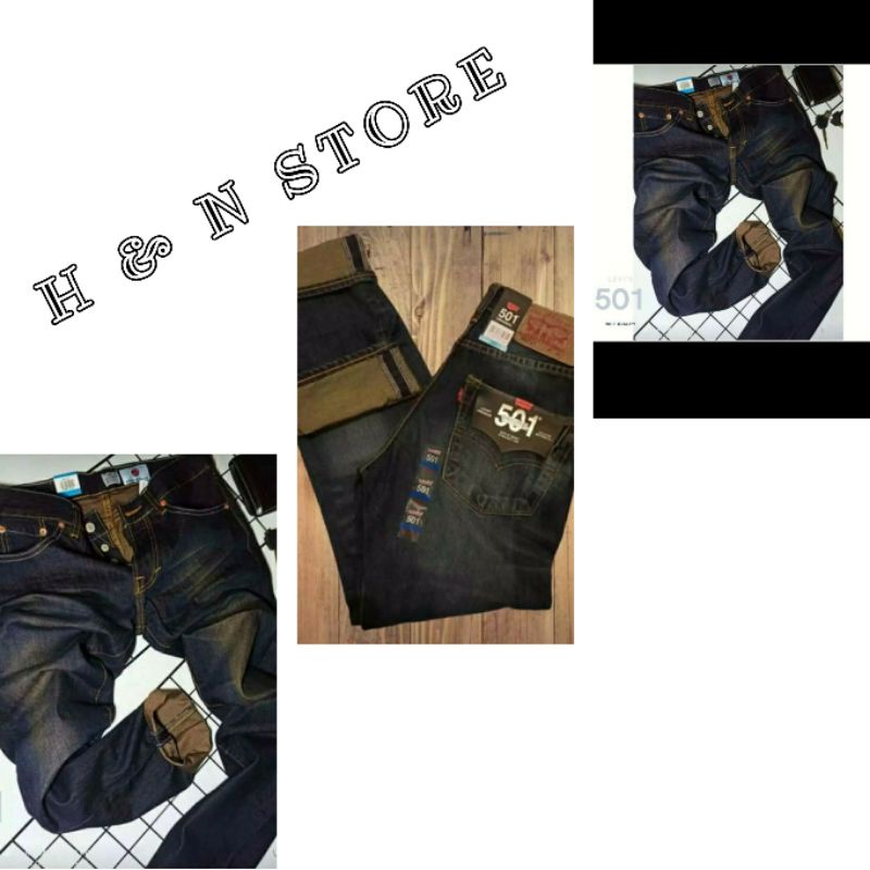 celana panjang standart levis 501 pria/celana denim terbaik/celana standart