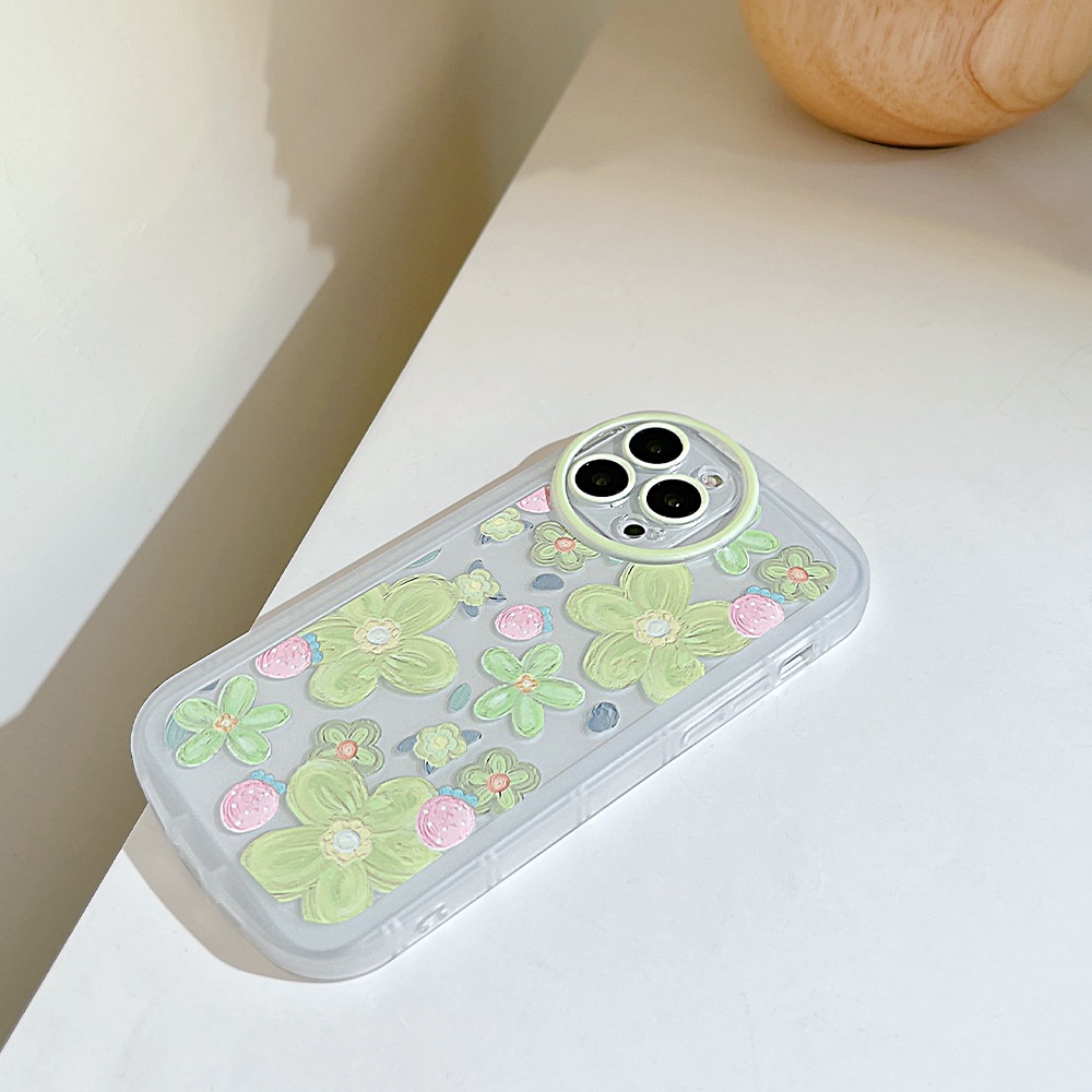 Case Pelindung Transparan Motif Bunga Strawberry Untuk Iphone 13 7 8 Plus SE 2020 XS XR 11 12 PRO MAX