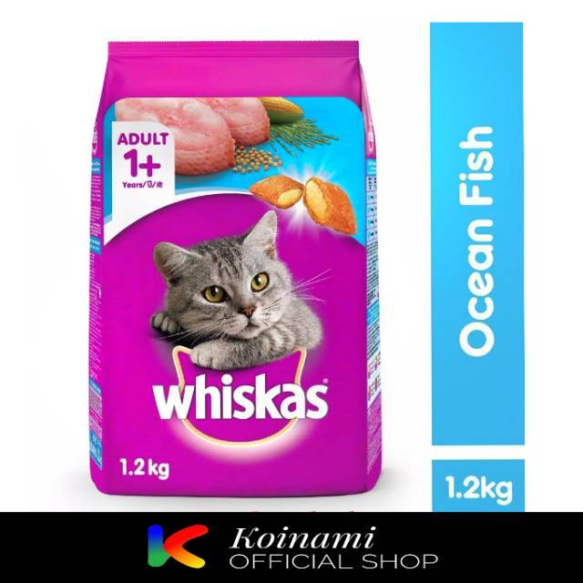 WHISKAS 1.2kg ADULT OCEAN FISH / makanan kucing / cat food / dray food / pakan kucing