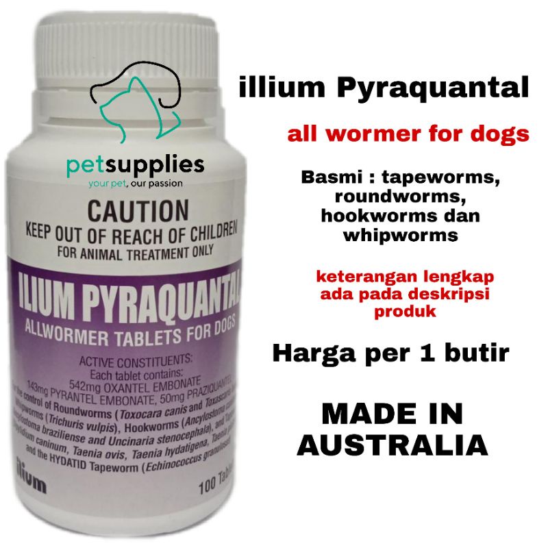 Obat Cacing Anjing Illium Pyraquantal Sama dengan Drontal harga 1 tablet