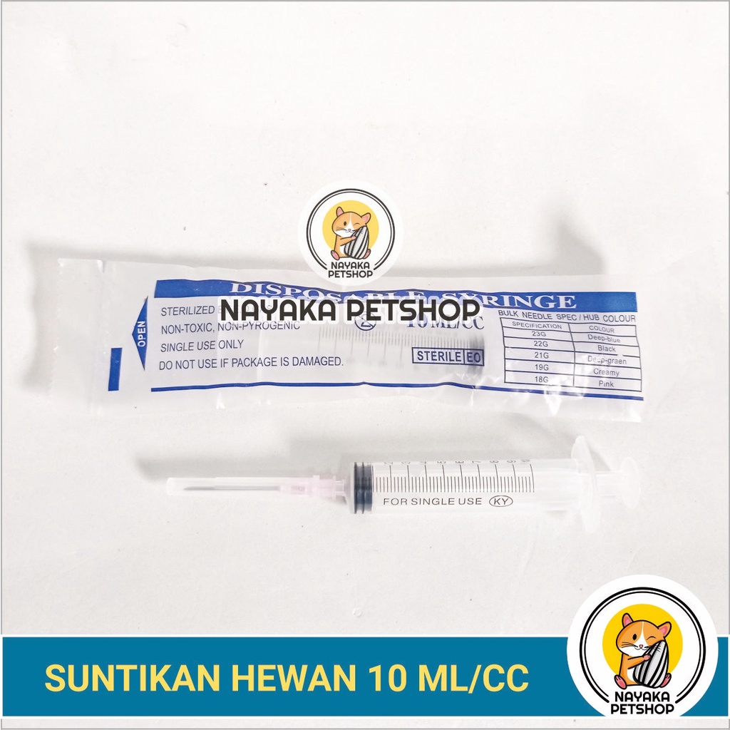 Suntikan Hewan 10 ml cc Obat Syringe Spuit Alat Suntik Vaksin Jarum Spet Injeksi Ternak Kucing Anjing Musang Kelinci