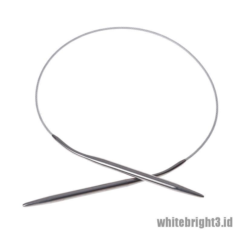 ❤White3 Warna Putih❤ 11pcs / set Jarum Jahit Rajut Dengan Bentuk Bulat Dan Bahan stainless Steel Ukuran 43 / 65 / 80cm