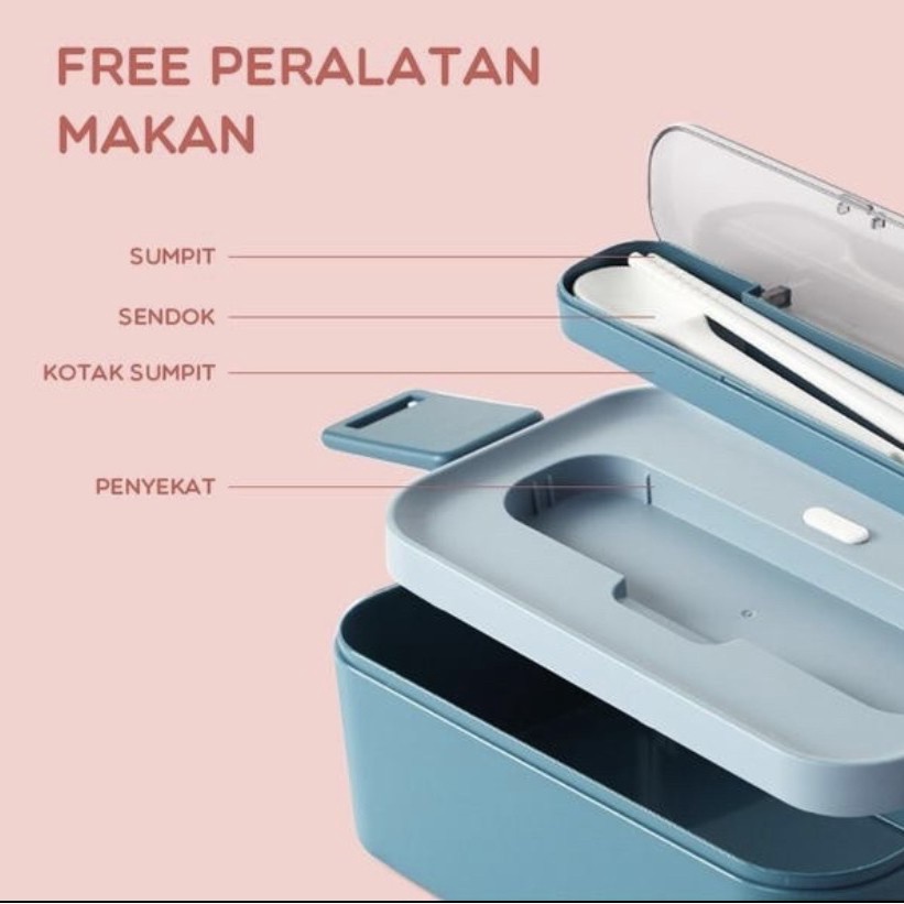 Samono Kotak Makan Tahan Panas Microwaveable Lunch Box Set