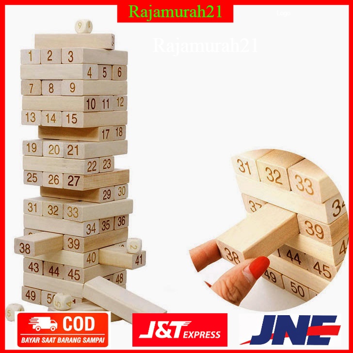 Permainan Jenga Uno Stako Kayu 51 Balok - A138 - Brown - OMTHIVBR