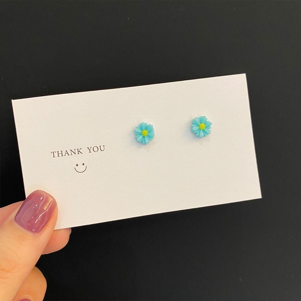 S2 jarum perak little Daisy stud anting-anting bunga matahari mini lucu menyegarkan all-match sederh