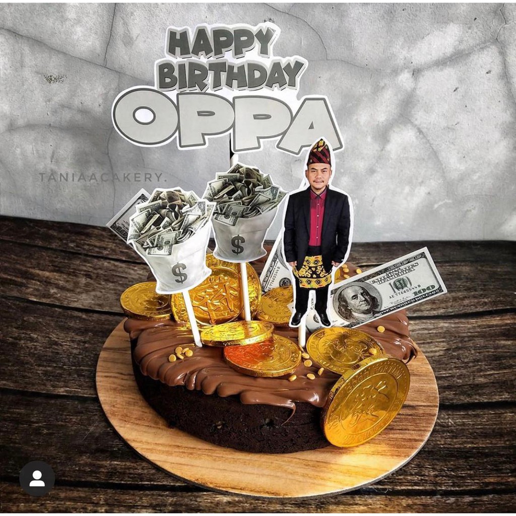 MoneyTheme / DollarTheme Topper Cake Birthday / Hiasan Kue Ulang Tahun