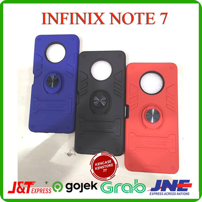 CASE INFINIX NOTE 7 + RING HARDCASE RING CARBON ARMOR INFINIX NOTE 7