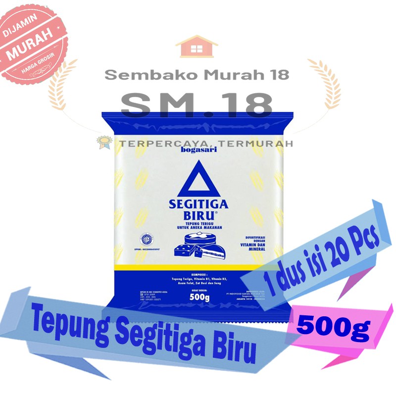 Tepung Terigu Segitiga kemasan 500gr - Grosir Termurah - Per Karton isi 20