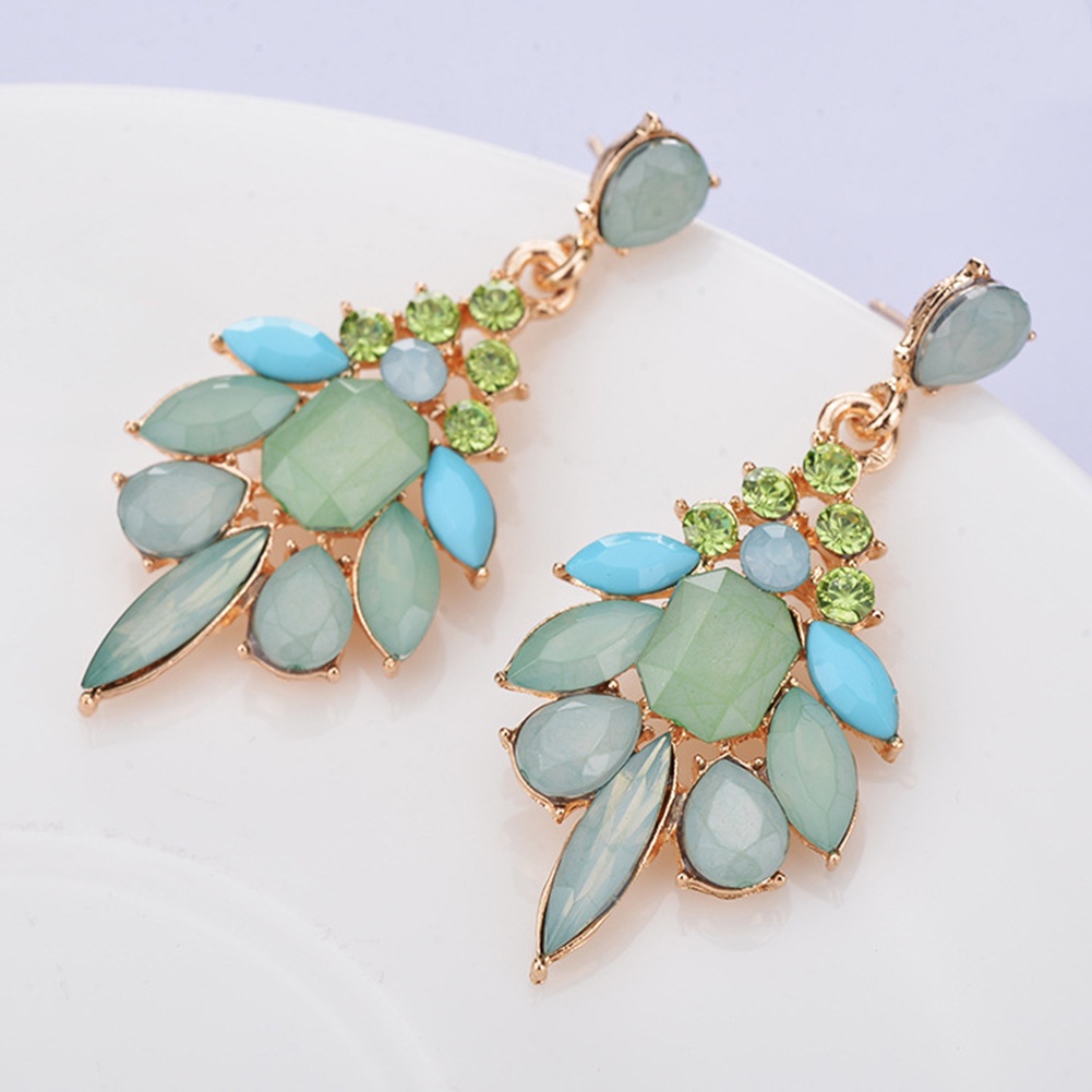 Hu Hu Hu Hu Hu Alat Bantu Pasang Kacamata♡ Anting Tusuk Wanita Bentuk Bunga Geometri Hias Berlian Imitasi Untuk Pesta